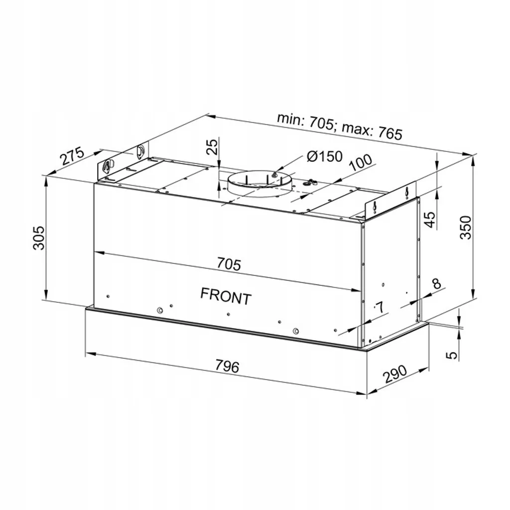 Hotte Encastrable Module de Ventilation Globalo Loteo 80.4 Blanc
