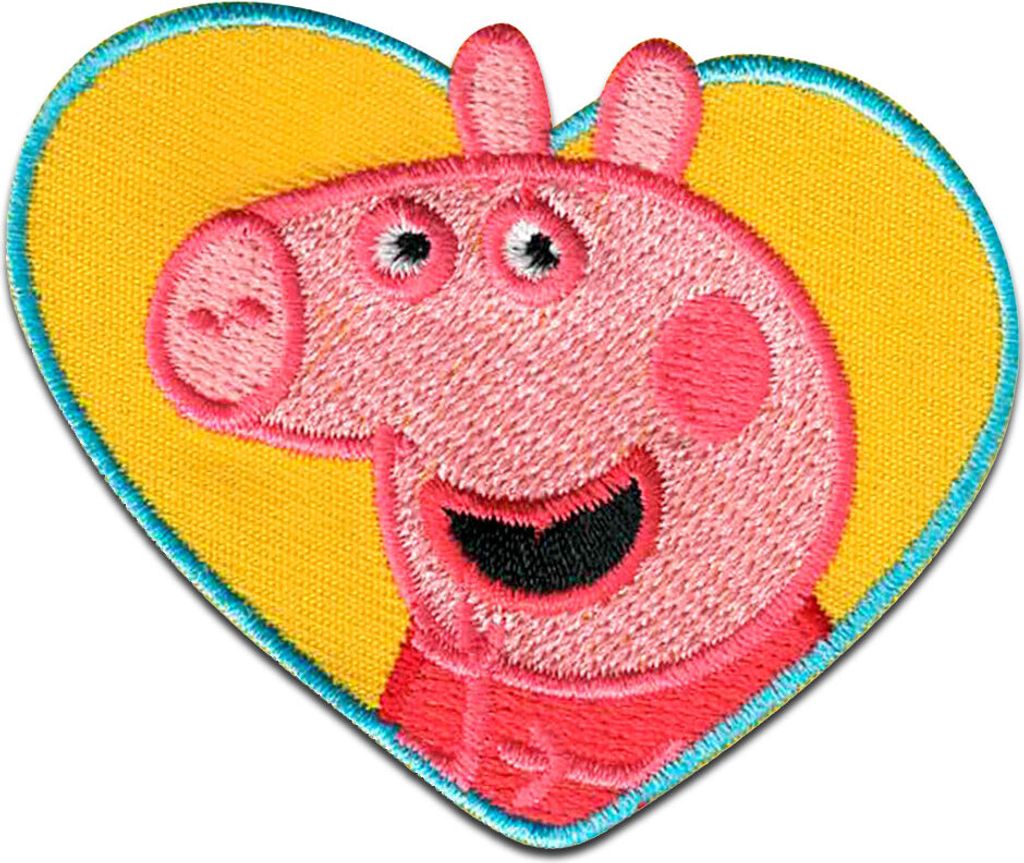 Comercial Mercera Peppa Wutz im Herz Kinder - Aufnäher, Bügelbild, Aufbügler, Applikationen, Patches, Flicken, zum aufbügeln, Größe: 5,4 x 6,...