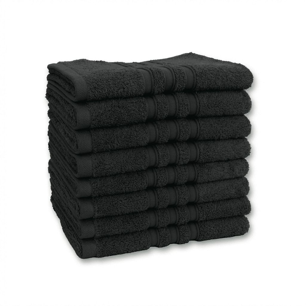 Vency Premium 8er Pack Handtuch Set - 100% Baumwolle - Saugfähige und langlebige Handtücher, Größe 40x70 cm, Schwarz