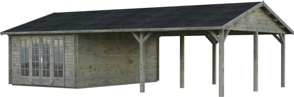 Palmako Gartenhaus Irene 21,9+5,2 m² - 44 mm grau Produktbild 