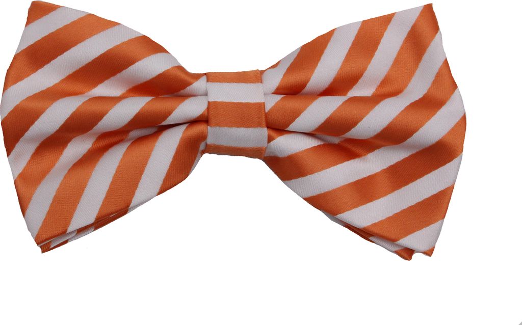 Fabio Farini - 1 Stück Herren Streifen Fliegen - Männer Querbinder Vorgebunden Bowtie Streifen - Orange/Weiß