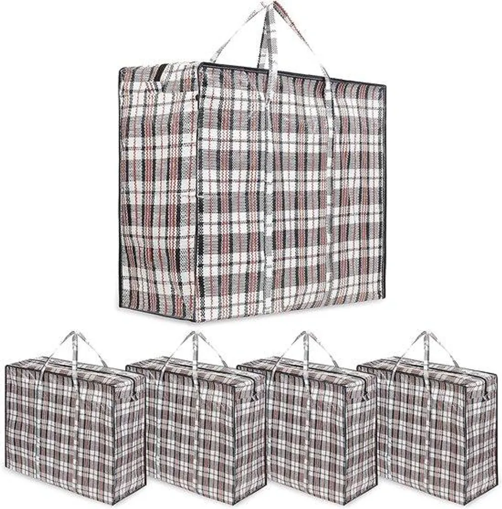 Lot de 5 grands sacs de rangement robustes et polyvalents gris 100L