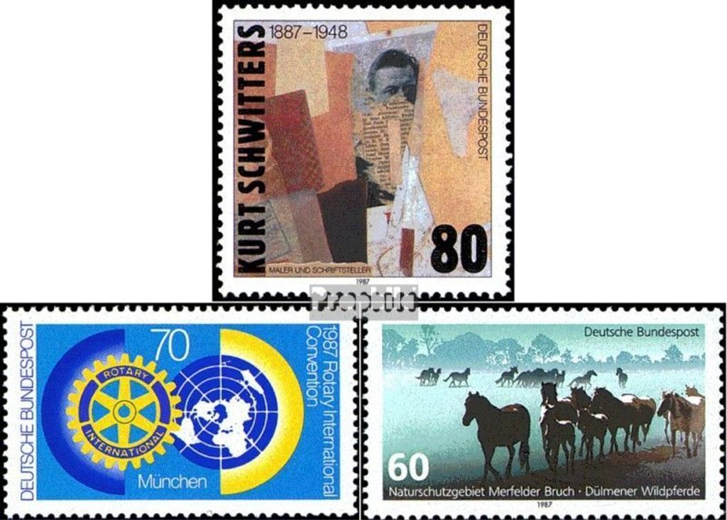 Briefmarken BRD (BR.Deutschland) 1987 Mi 1326,1327,1328 (kompl.Ausgaben) gestempelt 100.Geburtstag von Schwitters
