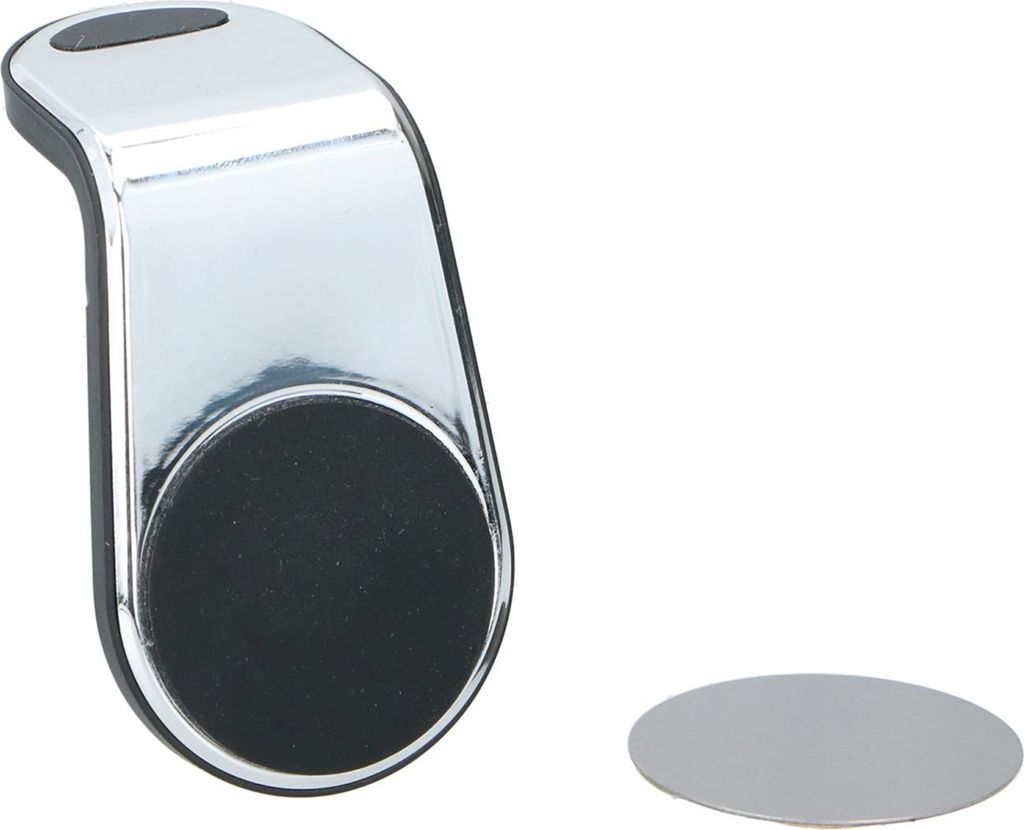 KFZ Magnet-Handyhalter für Lüftungsschlitze, 4 starke Magnete, Federklemme inkl. Silikon-Pads, plus selbstklebende Metallscheibe