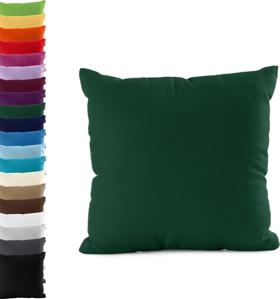 DOPPELPACK Kissenbezüge 40x145cm JERSEY Seitenschläferkissen Kissenbezug 100% Baumwolle 160gr/m² Kissenhülle Kissen, Farbe: Dunkelgrün