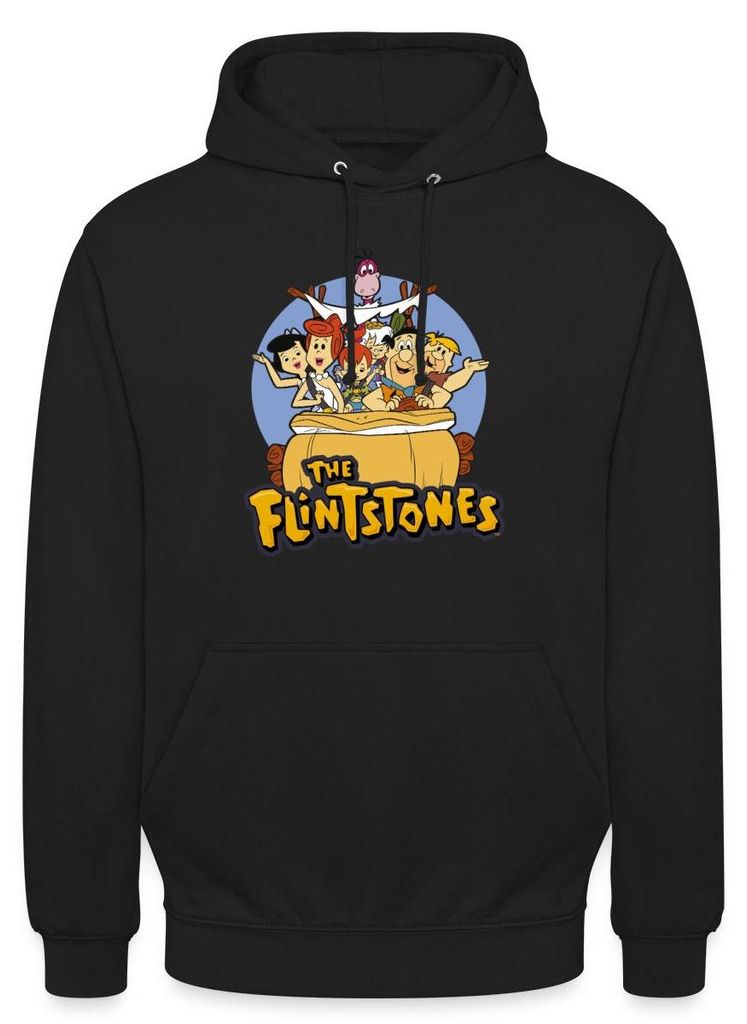 Spreadshirt The Flintstones Charaktere Zusammen Im Auto Uni Hoodie, XXL, Schwarz