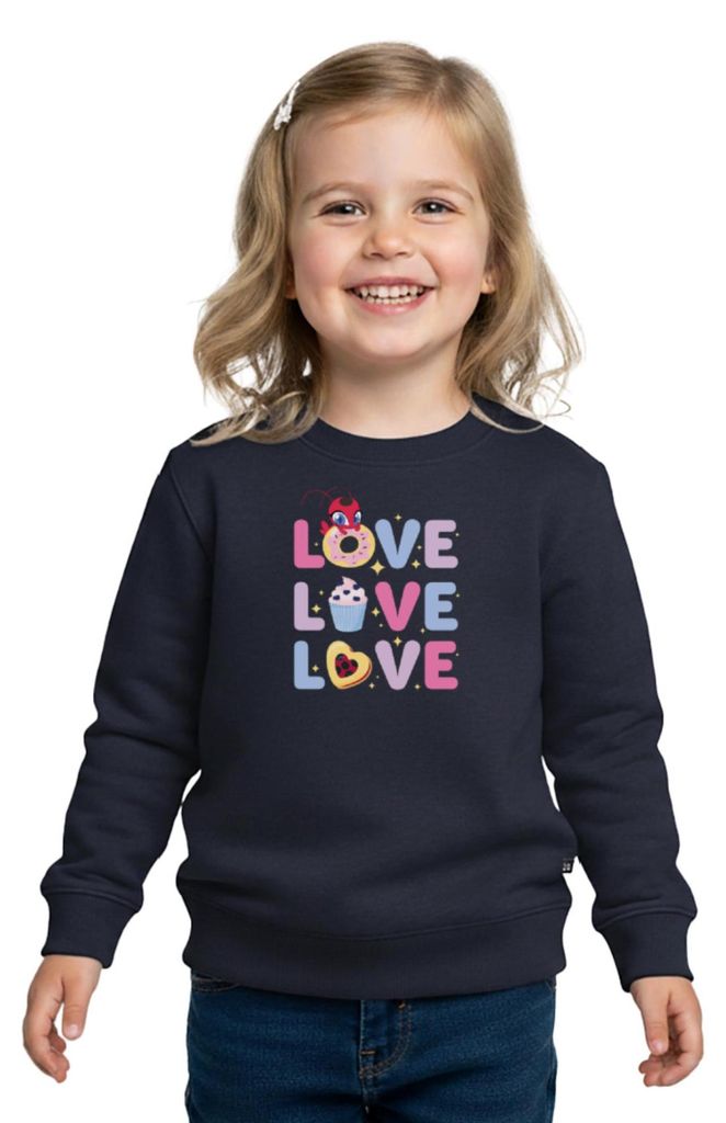 Spreadshirt Miraculous Love Love Love Schriftzüge Kinder Premium Pullover, 146/152 (10 Jahre), Navy