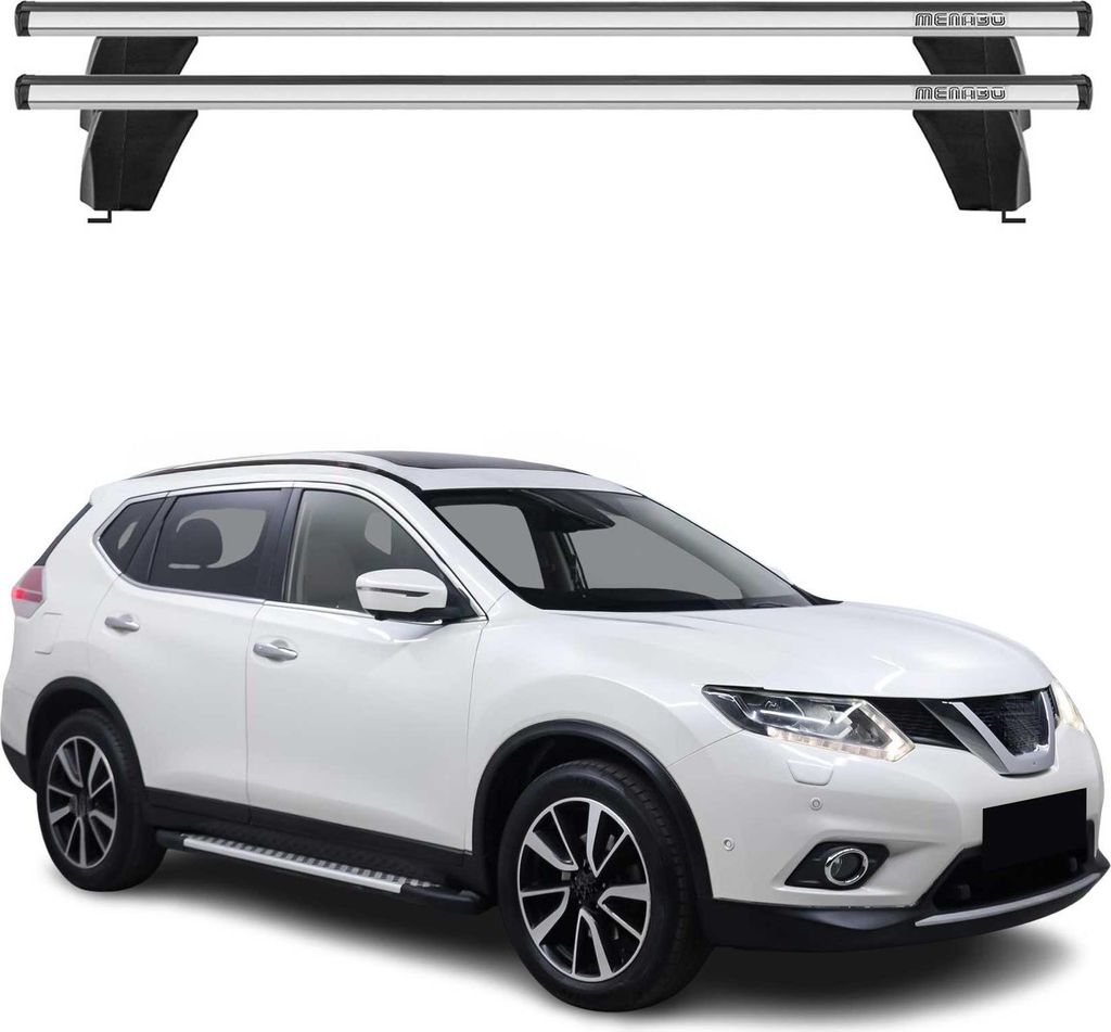 Menabo Dachträger für Nissan X-Trail T32 2014-2017 Pre-FL 75kg Alu Silber 2x