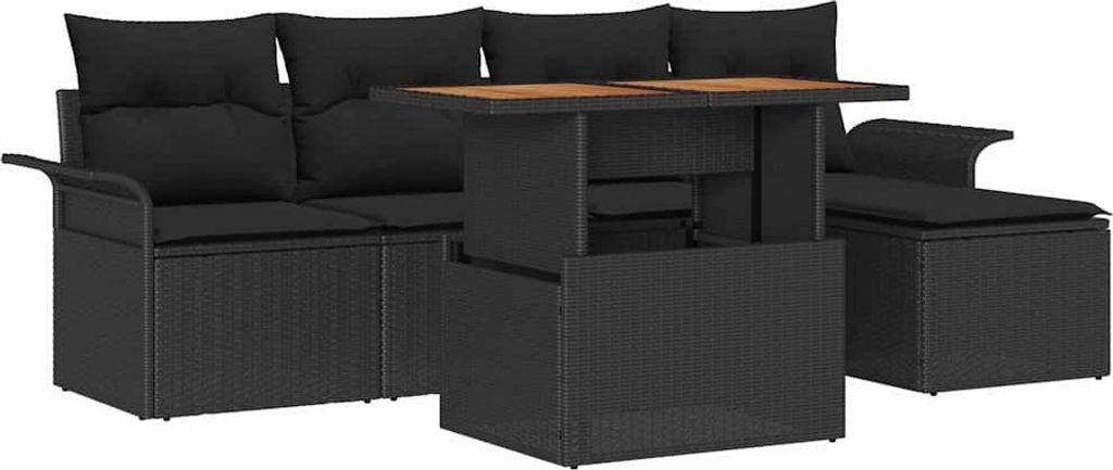 "im Sonderangebot" Garten-Sofa-Set - Balkonmöbel/Loungeset - elegantes Design - mit Kissen 6 pcs Schwarz - - Gartensofas DEMöbel796027