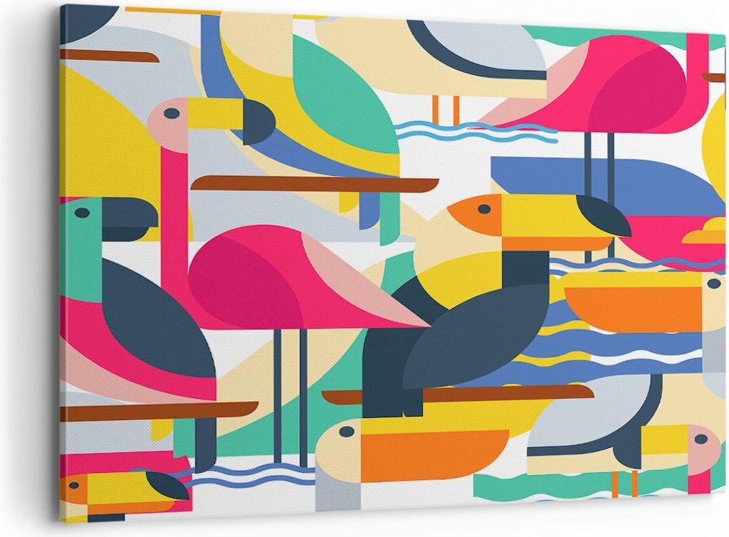 Bild auf Leinwand - Leinwandbild - Vogel Abstraktion - 100x70cm - Wand Bild - Wanddeko - Wandbilder - Leinwanddruck - Bilder - Kunstdruck - Wanddek...