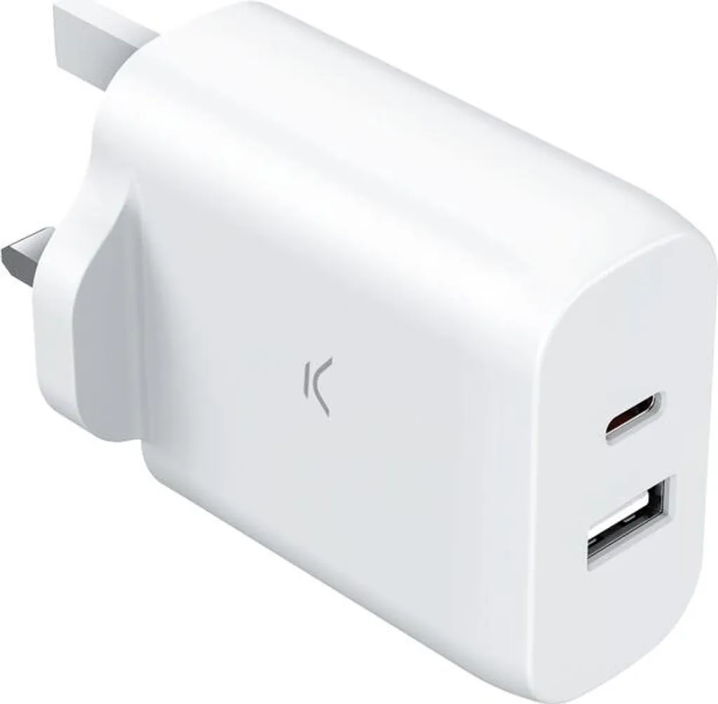Ksix Caricatore 45W PD PPS USB-C e USB-A Trasparente GaN Fast Charge