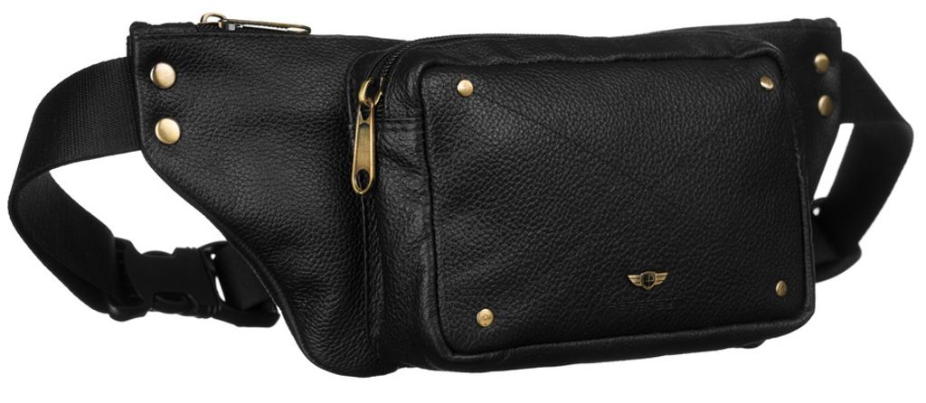 Peterson | Leder-Niere, mit praktischer Tasche, für Männer, Schwarz, 30x12 cm