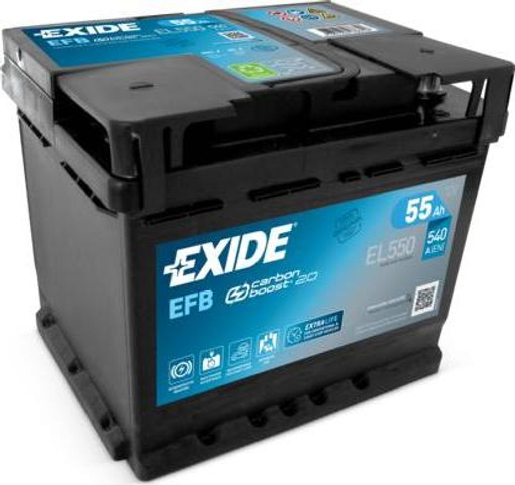 EXIDE EL550 Starterbatterie EFB OE 3361085L01 kompatibel mit 500, 500C, Grande Punto, Punto, Alf. 145, Alf. 146, Alf. 147, Alf. 155, Alf. 4C, Brera...
