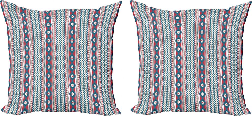 ABAKUHAUS Ethnisch Kissenbezug Set (2Stück), Einheimische Alte Motive, doppelseitiges Digitaldruckdekor mit Reißverschluss, 50 cm, Dunkler Coral ...