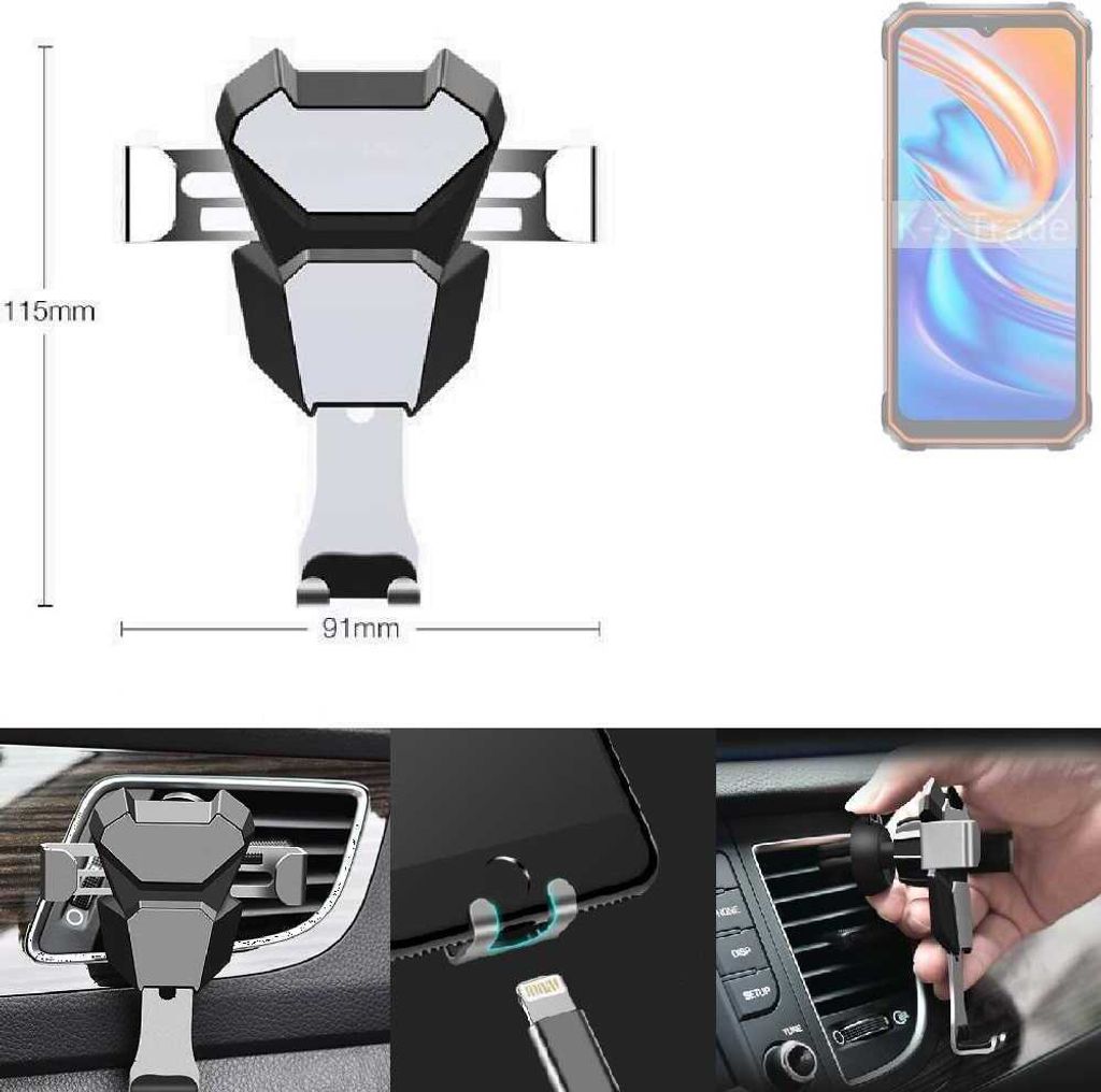 K-S-Trade Lüftungshalterung kompatibel mit Blackview BV9200 kompakte Handy-Halterung Lüftungsschlitz Lüftungsgitter Autohalterung KFZ