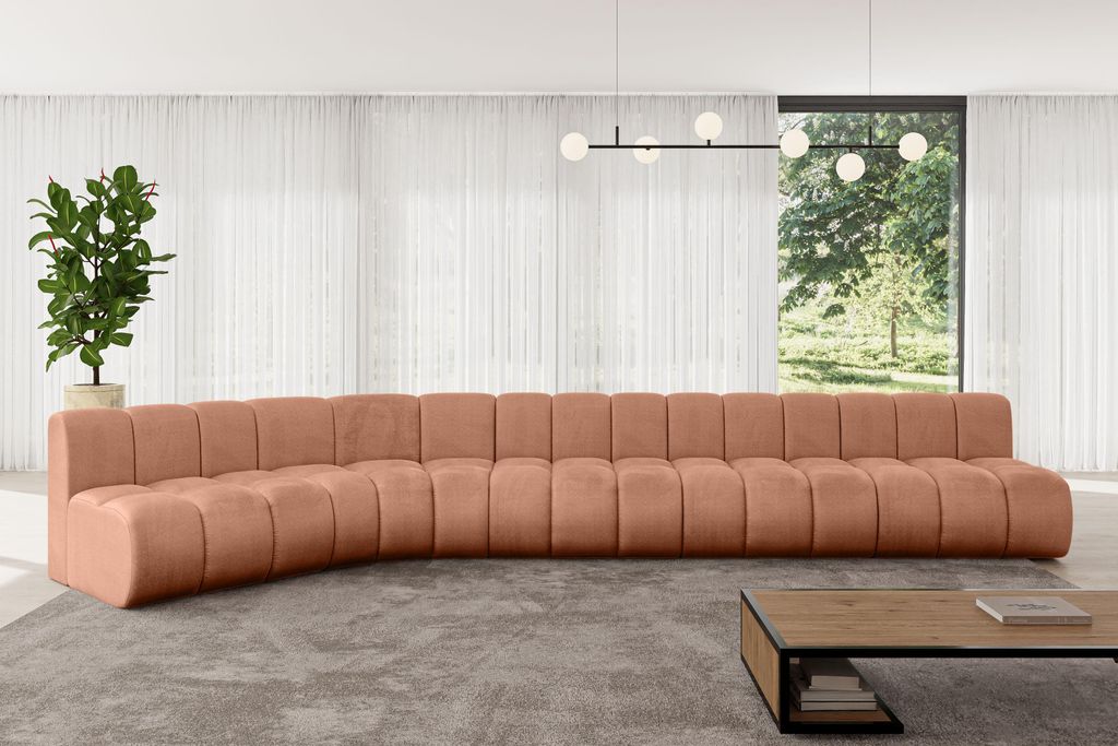 ALTDECOR Modulares Sofa Ecksofa in L-Form - Montra-L3 - 472x174x70 cm Apricot - Corner modular Sofa Eckcouch Couch Wohnlandschaft Cauchsofa Bodenso...