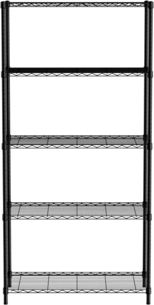 Rayonnage 5 tablettes HENDI noir avec pieds réglables et haute capacité