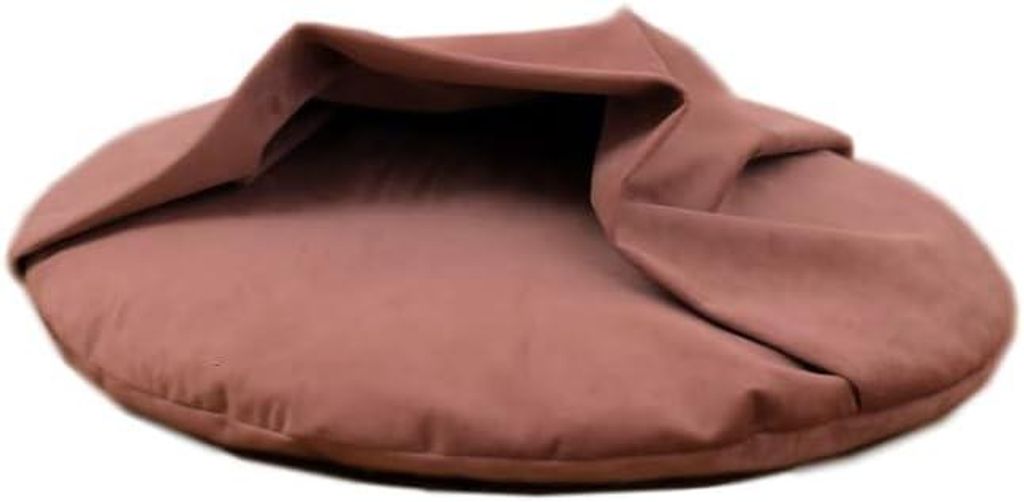 Rohrschneider Liegekissen Iglu für Hunde, Weiches Kissen mit Integrierter Höhle, Samt Stoff, Abnehmbarer Bezug, Waschbar, Rose, S: Ø43xH20cm