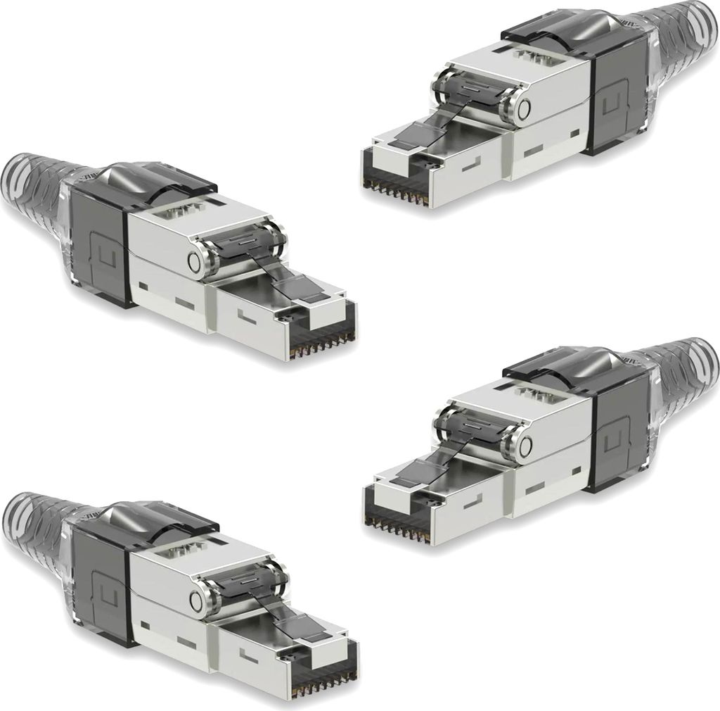 4x Netzwerk Stecker CAT 7 Werkzeuglos RJ45 CAT7 Netzwerkstecker Netzwerkkabel