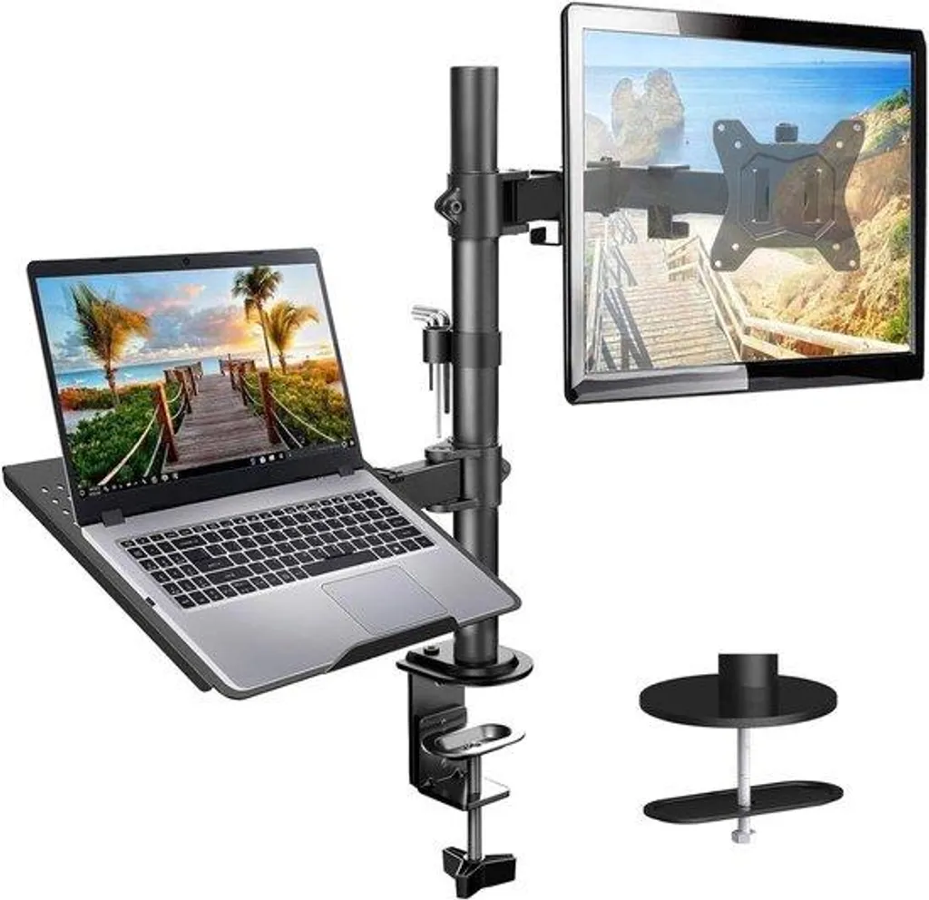 Support écran et ordinateur portable pour corriger la posture - Acier noir 32"
