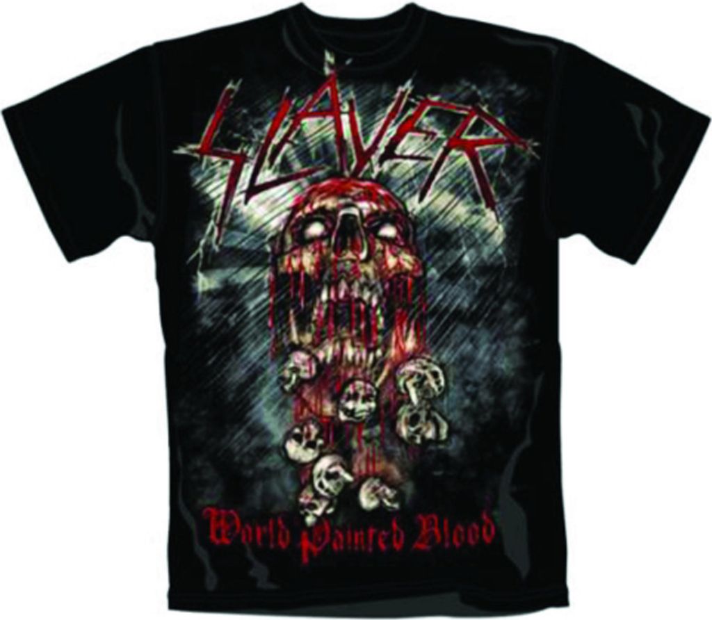 Slayer World Painted Blood Skull Mens T Shirt: Medium
