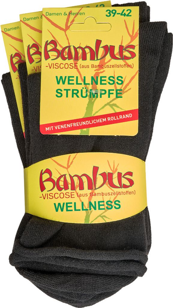 3 Paar Bambus Viskose Socken Bambussocken mit Rollrand für  Produktbild 