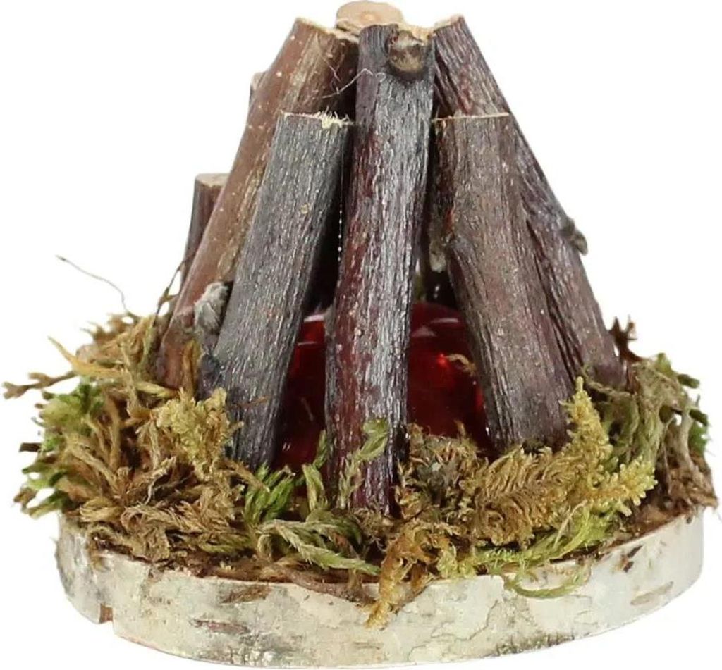 Miniatur Lagerfeuer mit Flackerlicht LED und Timer, 3,5 V, hoch ca. 6cm