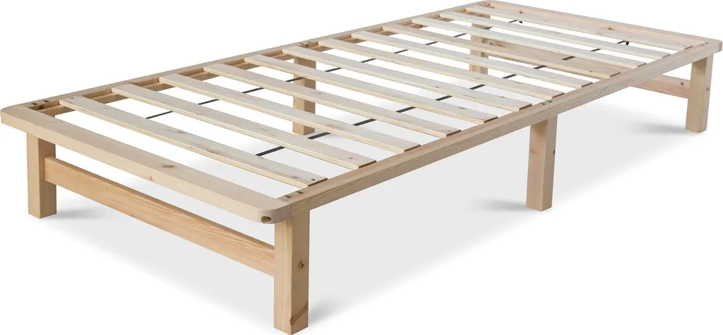 Lit Palette 90x200 cm en Bois Massif Naturel - Structure Robuste Futon