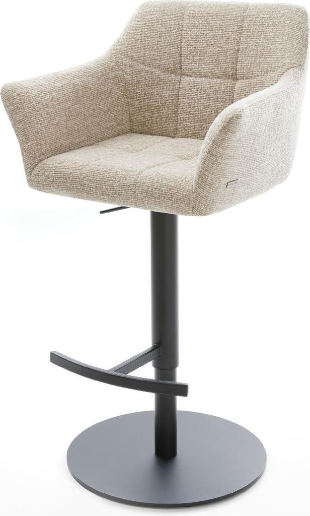 DELIFE Barstuhl Yulo-Flex Webstoff Soft Beige Drehfuß höhenverstellbar Metall Schwarz