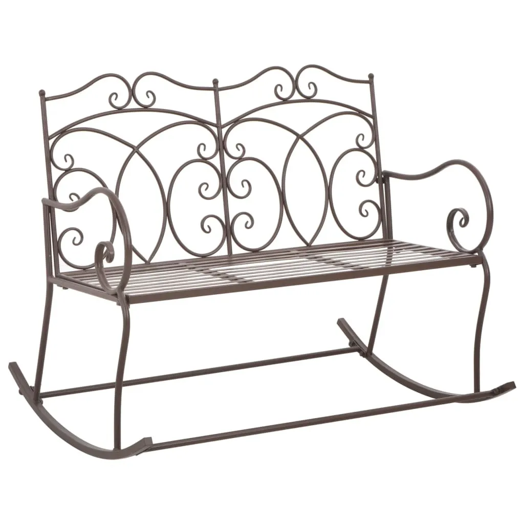 Banc d'extérieur en fer antique marron 104 cm pour parc et terrasse