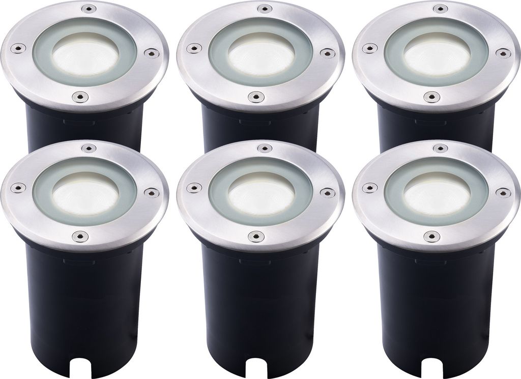 Ledvion 6er Pack Bodeneinbauleuchte, Runde LED Einbaustrahler, Edelstahl, IP67, 5 Watt, 6500 Kelvin, 1m Kabel, GU10, LED Einbaustrahler Aussen, Ter...