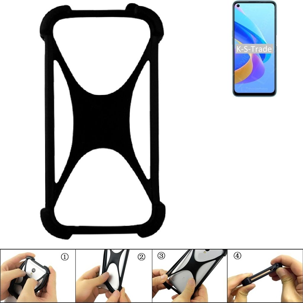 K-S-Trade Handy-Hülle Schutz-Hülle kompatibel mit Oppo A36 Silikon Bumper TPU Softcase Smartphone Stoßschutz, schwarz