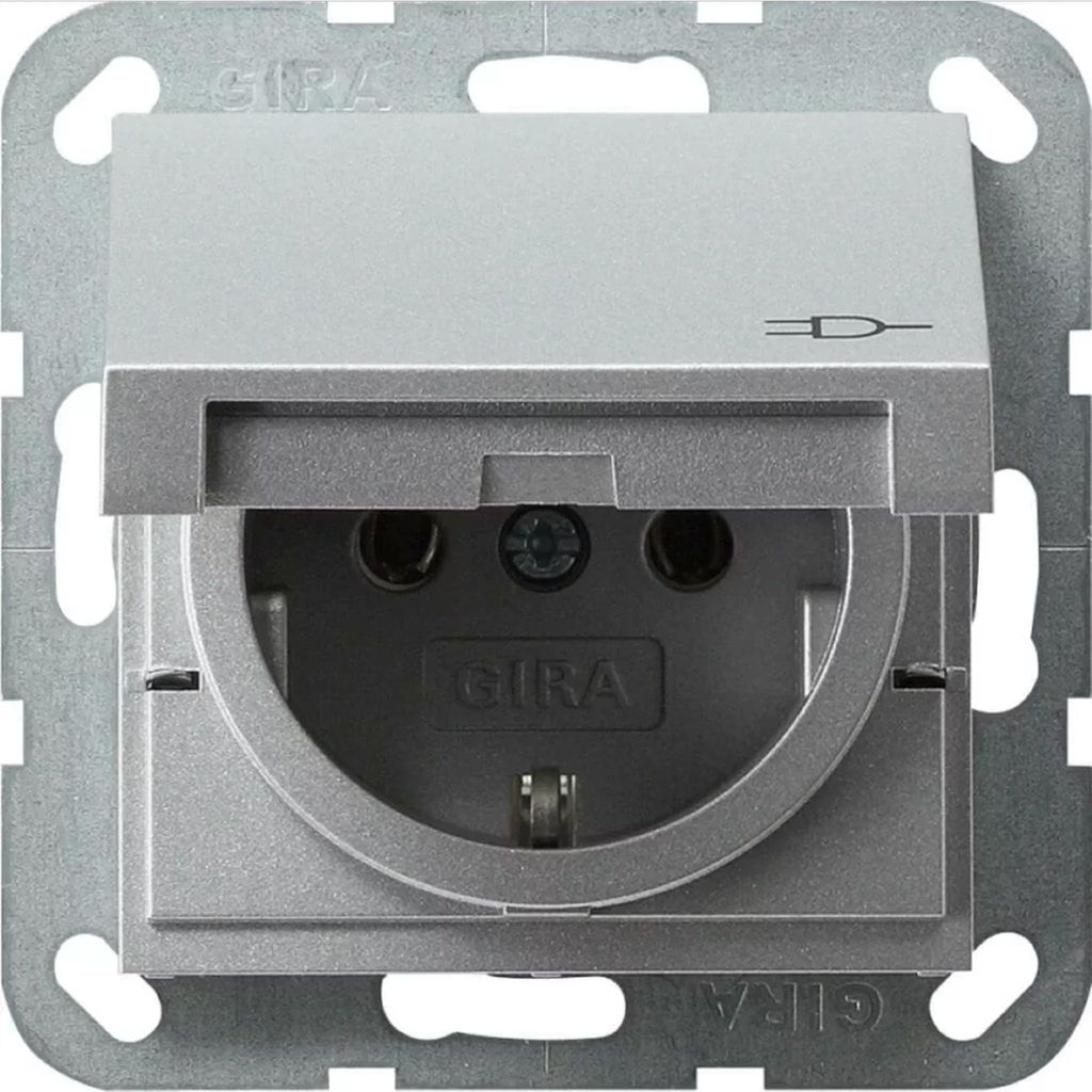 GIRA 045426, CEE 7/3, Aluminium, IP44, 250 V, 16 A Produktbild 