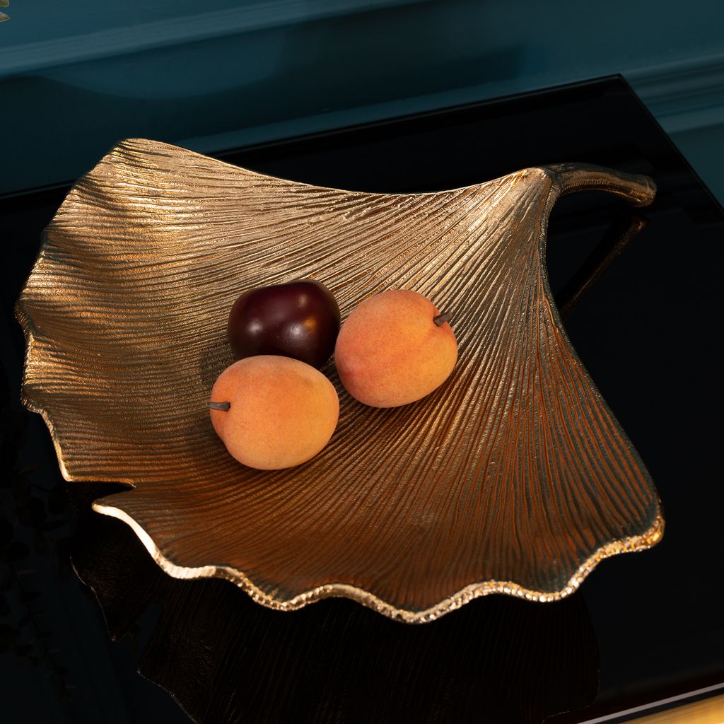 riess-ambiente Dekorative Schale GINKGO 45cm gold Metall Produktbild 