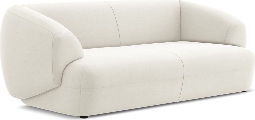 3-Sitzer Sofa - Samt - Hell beige - MOANA