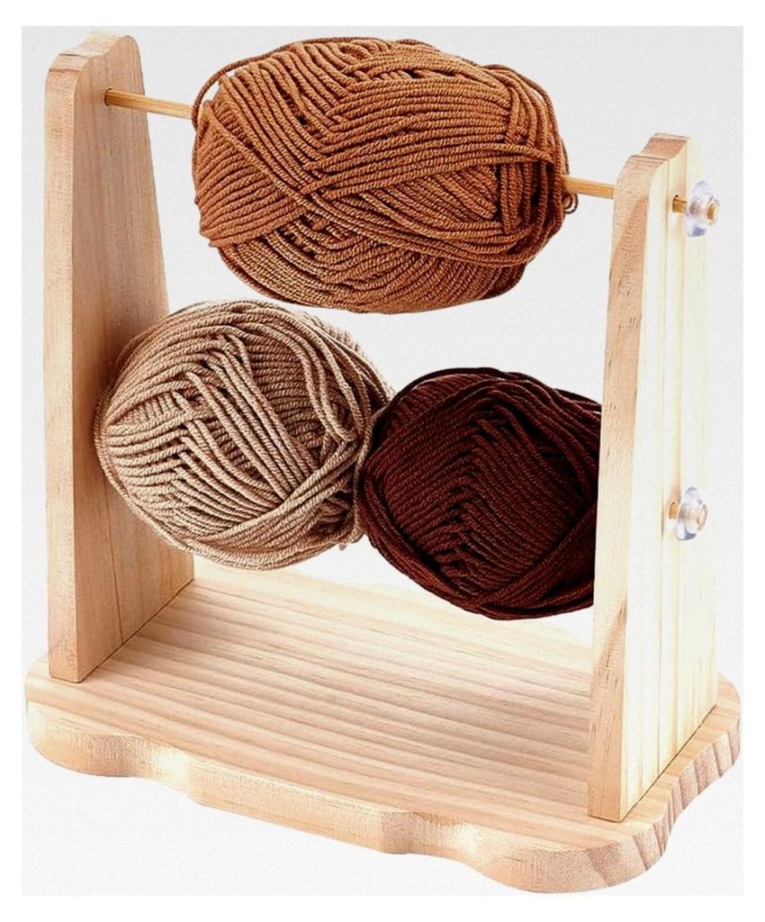 Hölzerne Garnhalterung mit doppelter Drehfunktion für Strickprojekte
