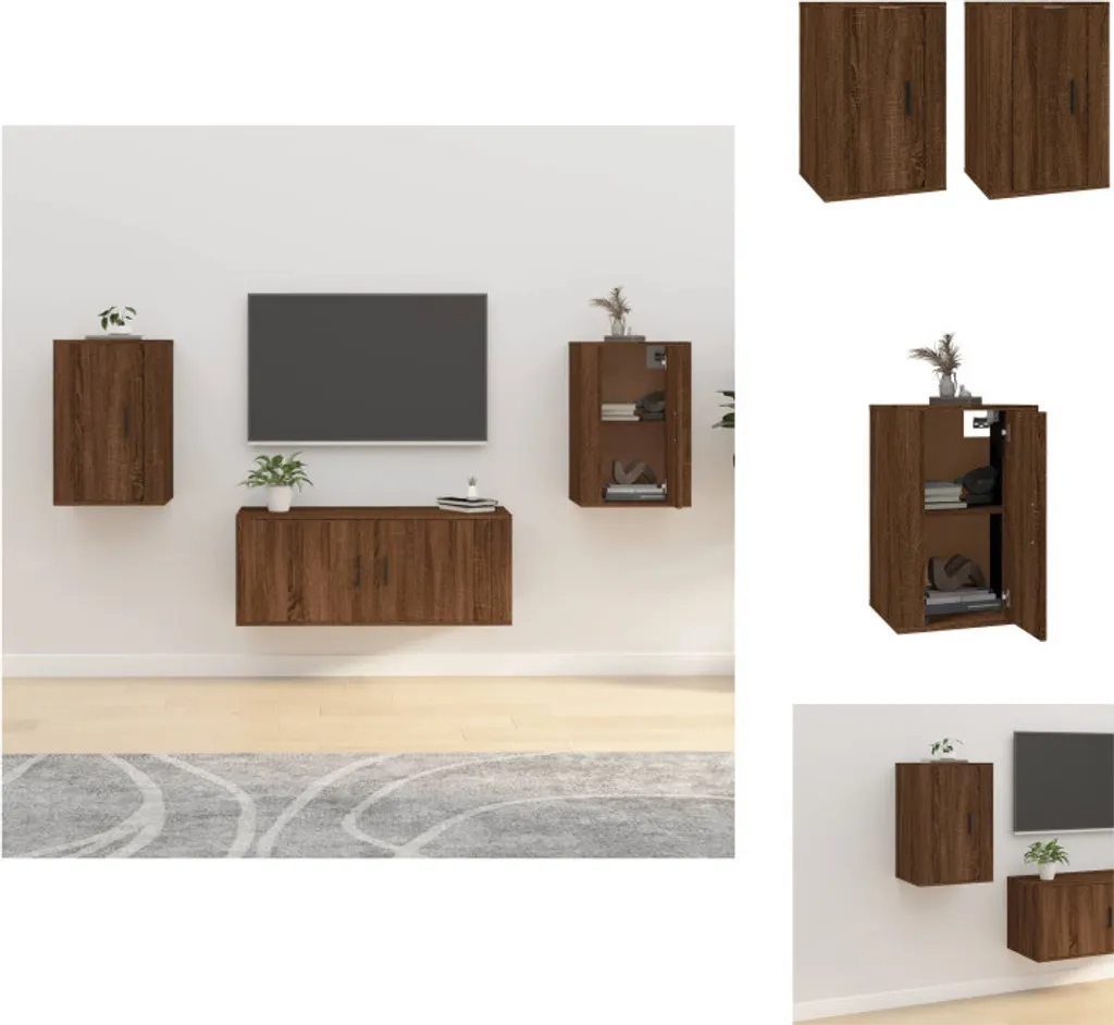 Mobili TV a Parete vidaXL Rovere Marrone 40x34,5x60 cm - Set 2 Pezzi
