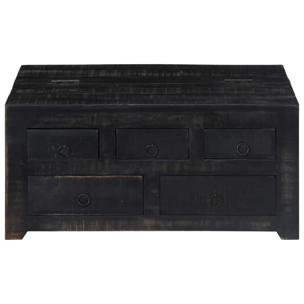 Table basse bois massif noir manguier 65x65x30 cm finition artisanale