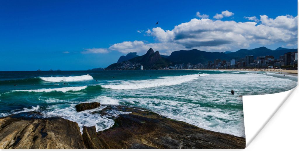 MuchoWow Poster Panorama des berühmten Ipanema-Strandes in Brasilien 150x75 cm - ohne Rahmen
