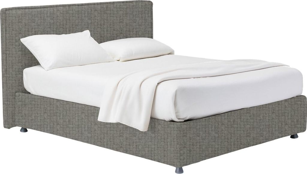 Dmora Einzelbett Sinio Aschengrau, abnehmbar mit Stauraum