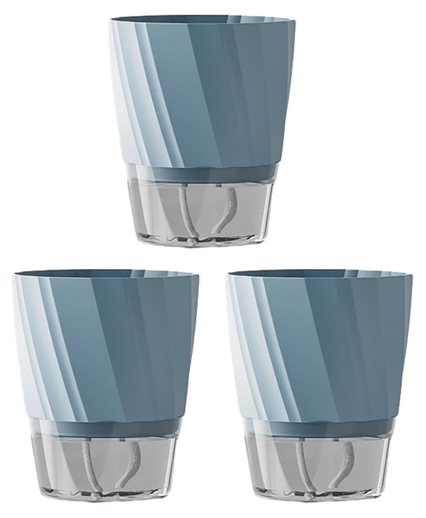 3er-Set selbstbewässernde Töpfe mit Abflussloch, transparentem Wasserreservoir, Untersetzer, Kräutertopf und Dochtseil für drinnen und draußen.