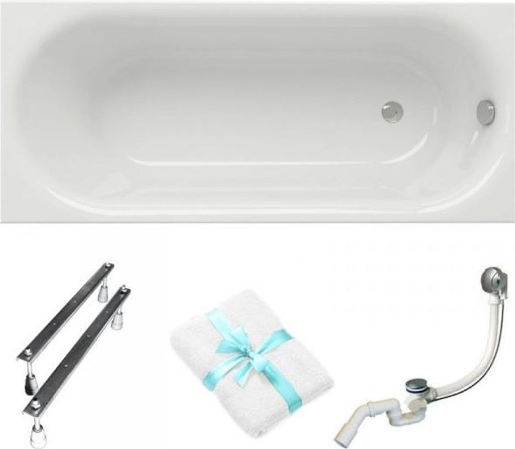 Cersanit | Badewanne - Wanne Rechteckig Octavia - 170x70cm - Mit Syphon - Mit Füßen - Komfortabeles Design