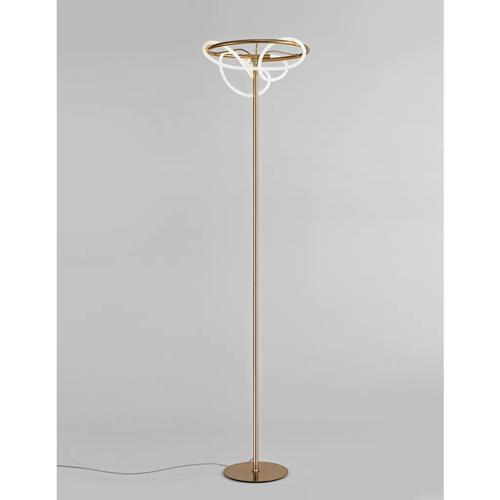 Lampadaire LED Métal Or Tiriac - Éclairage Puissant pour Pièce Sombre