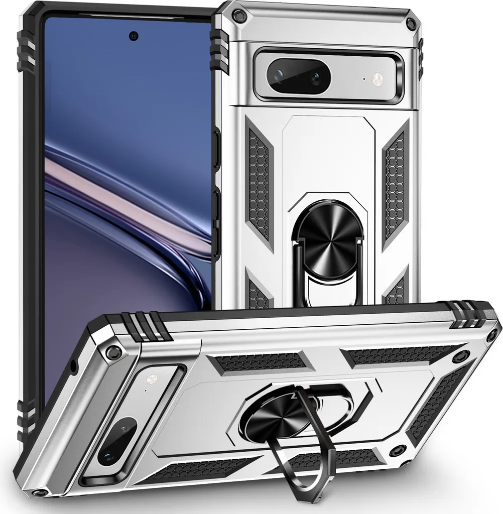 Yutwo Cover per Google Pixel 7 con Cordino, Custodia per Google Pixel 7 con Tracolla, Antiurto Case 360°Metallo Ring Kickstand Litetettiva Per Auto, Cover per Google Pixel 7 con Cordino -Nero