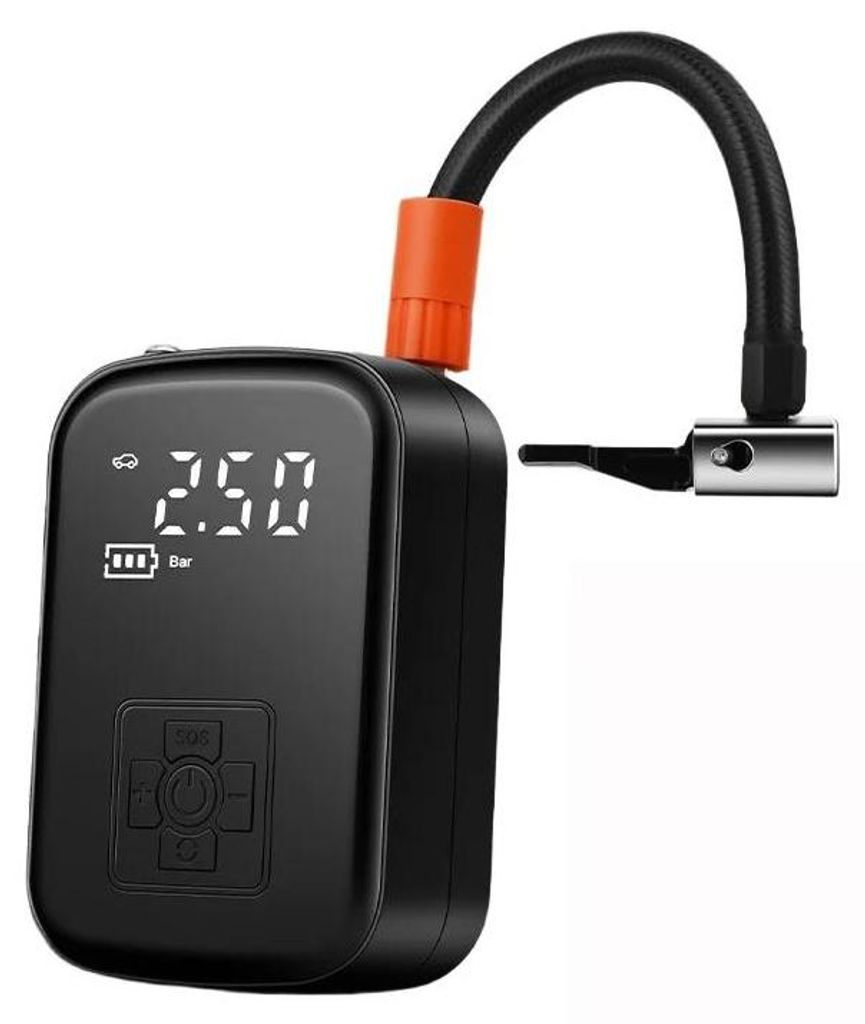Tragbare Reifenpumpe - Kabelloser Kompressor - Digitales Display - Elektrische Luftpumpe - 12V/7,4V - Mini für Auto & Fahrrad - Weiß