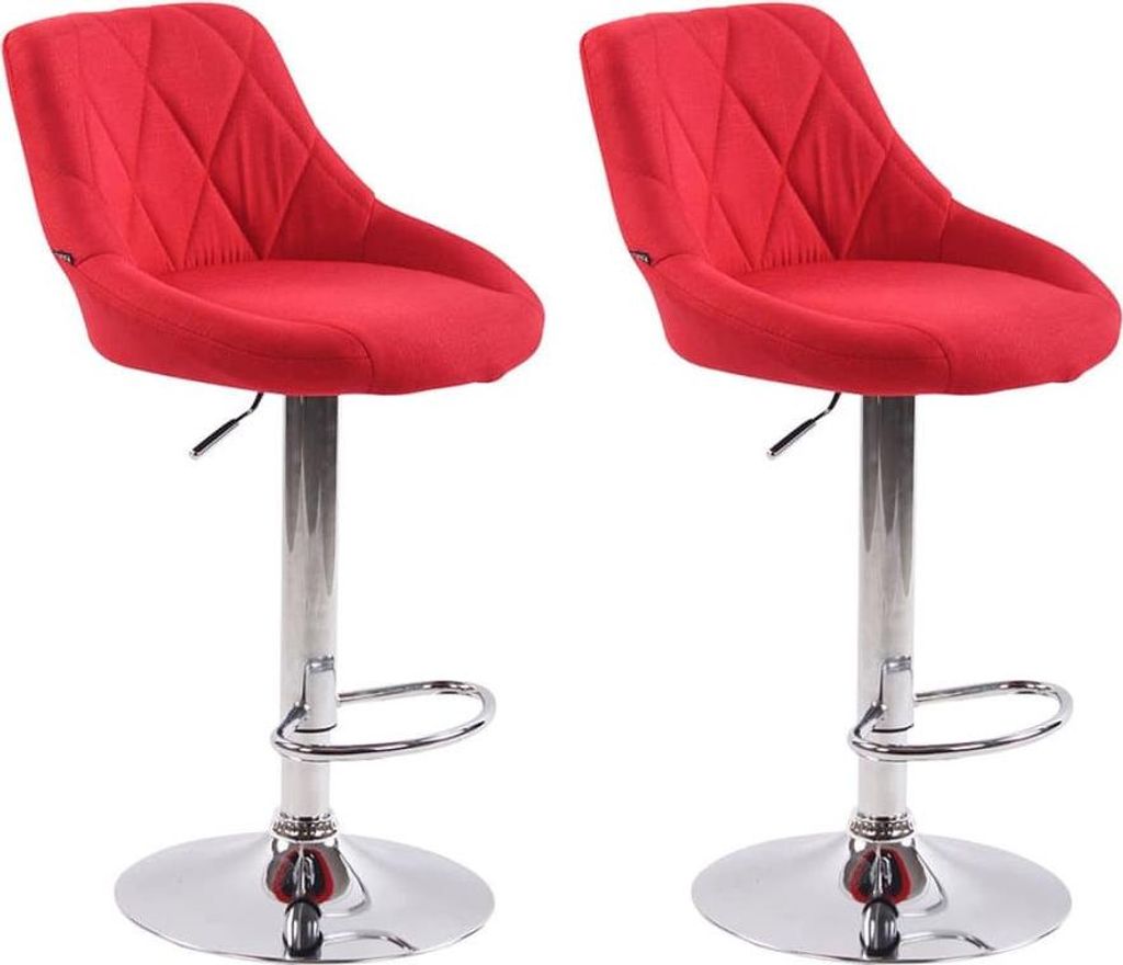 2-teiliges Set moderner Barhocker – Designerhocker – stilvoll höhenverstellbar | Farbe: Rot