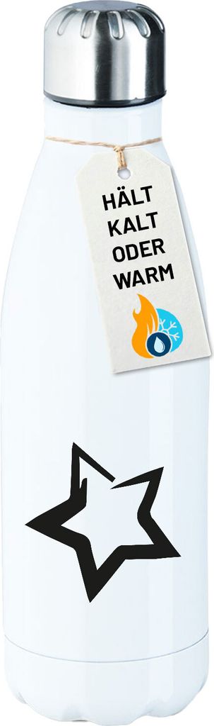 Huuraa Trinkflasche Stern Star 500ml White Edelstahl Wasserflasche Trinkflasche Geschenkidee