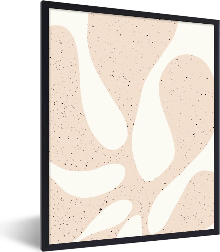 MuchoWow Gerahmtes Poster Pflanzen - Abstrakt - Rosa - Pastell 60x80 cm - Poster mit Schwarzem Bilderrahmen Wandposter Rahmen Foto Bilder - Premi...