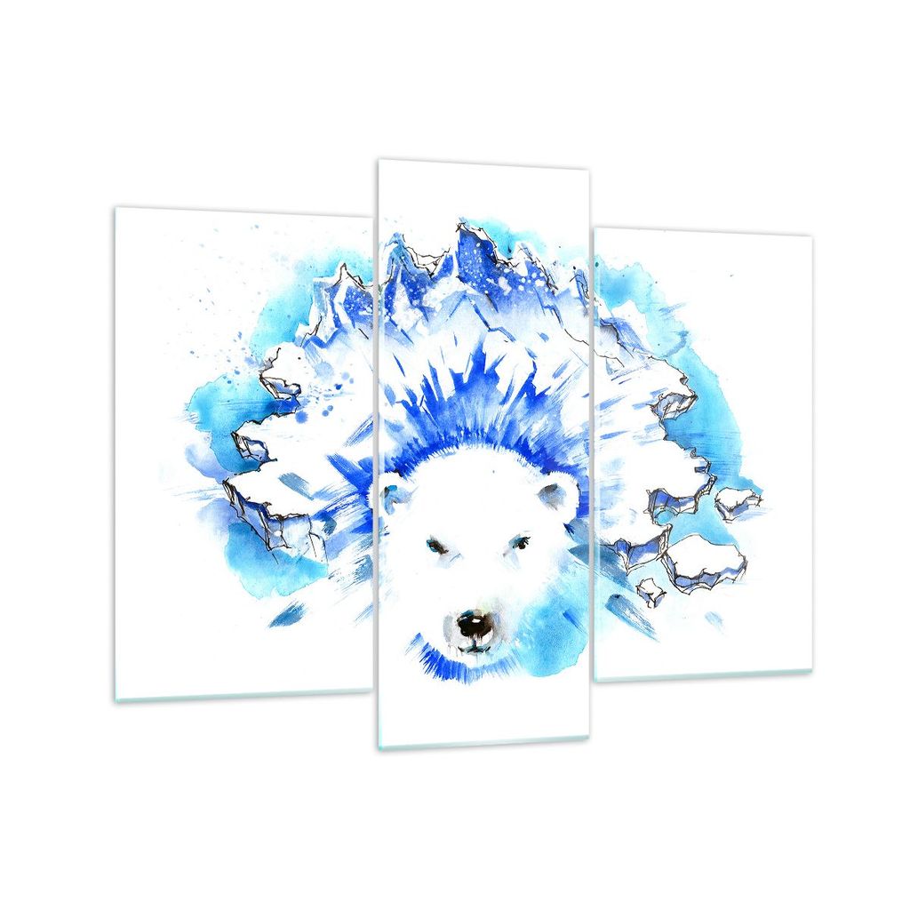 Bilder auf glas - Bär Eis Winter Arktis - 130x100cm - Glasbilder - Wandbilder - Kunstdruck - zum Aufhängen bereit - Wanddekoration aus Glas - Gla...