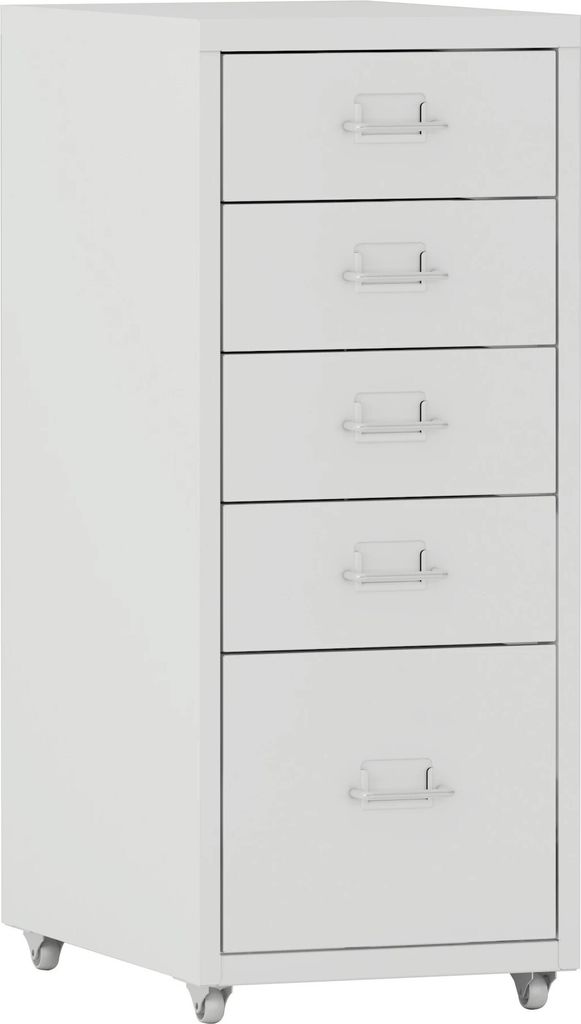 In And OutdoorMatch Büroschrank Kasey - Kommode - Auf Rollen - 69x28x41 cm - Weiß - Stahl - Stilvolles Design